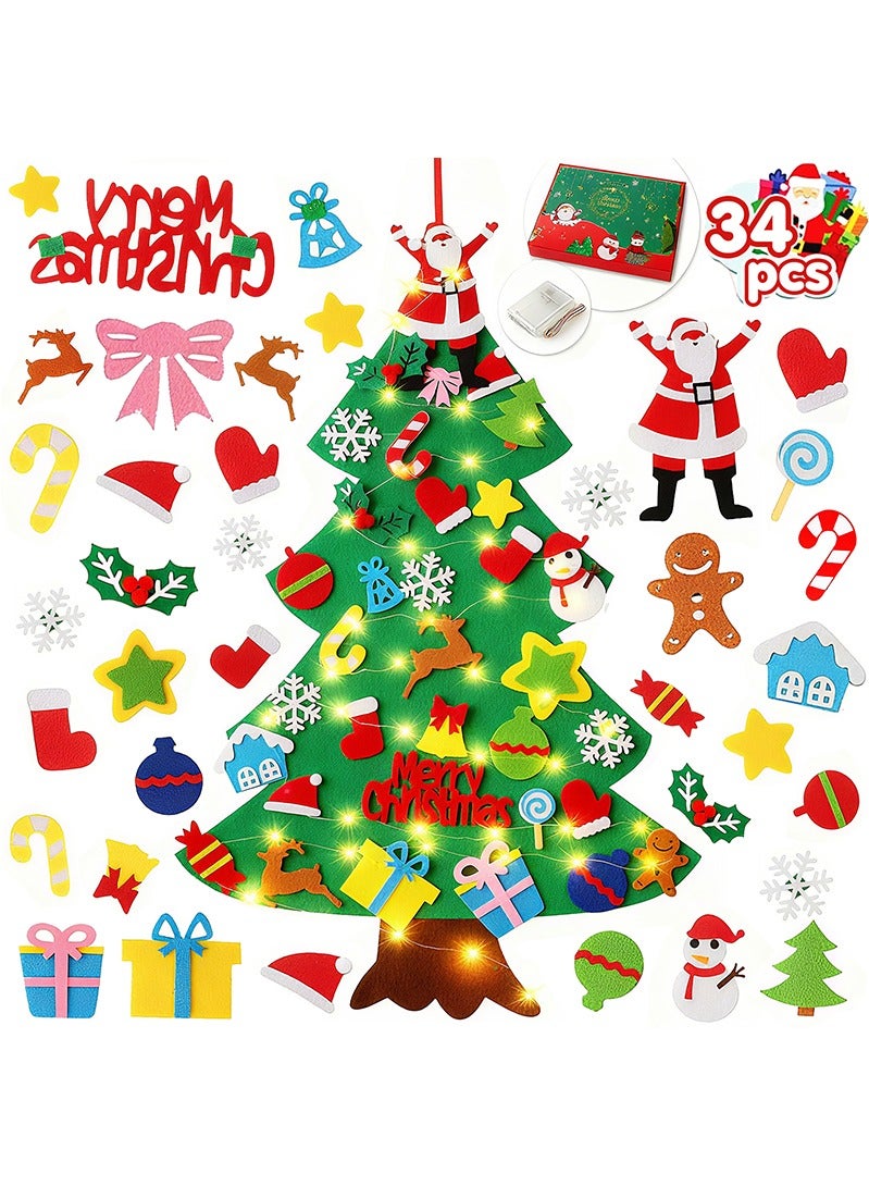 Topyich Christmas Decoration - 3.2ft Felt Christmas Tree, DIY Wall Hanging Xmas Decor with 34 Ornaments - Image 1