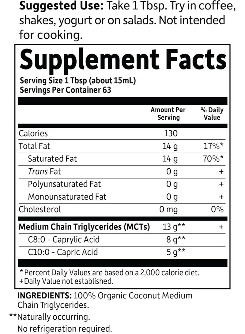 Garden of Life MCT Oil 946ml – 100% Organic Coconut – 13g MCTs per Serving – Brain & Body Fuel – Keto, Paleo, Vegan Friendly – Non-GMO, Gluten-Free, Dairy-Free, Hexane-Free, Unflavored - Image 4