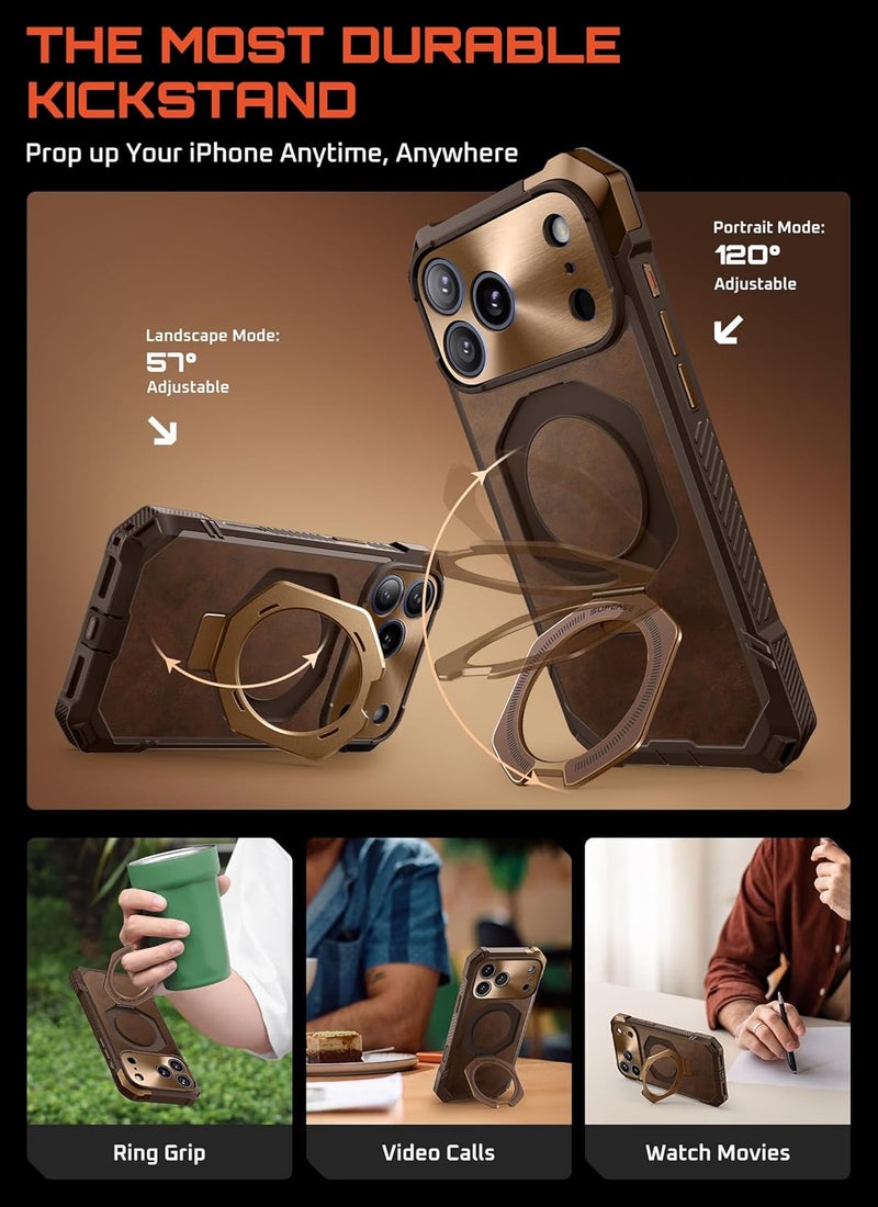 SupCase for iPhone 17 Pro Max Case with Kickstand (Unicorn Beetle Grip), [Camera Control Cover] [Compatible with MagSafe] [Military-Grade Drop Protection] Heavy Duty Magnetic Phone Case, Brown - Image 4
