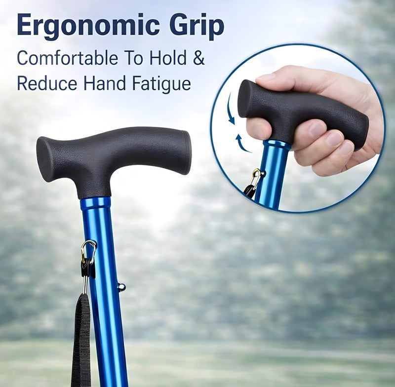 MCP Jindal Premium Imported Foldable Walking Stick for Men, Walking Stick for Women Old Age (Blue) - Image 3