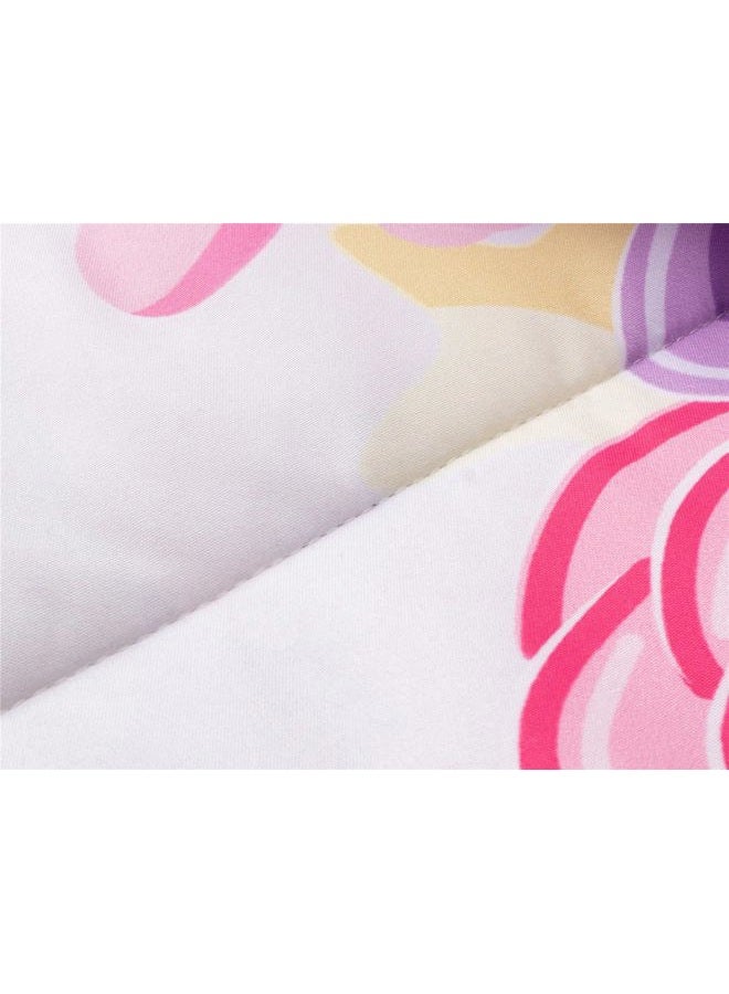 NTBED Unicorn Printed Zipper Bedding Sets Twin for Kids Girls Lightweight Microfiber Floral Rainbow Comforter Set with Fitted Sheet Pillow Covers,Blue Purple - Image 4