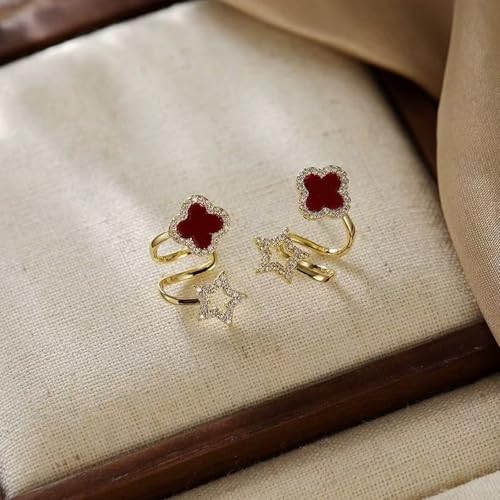 Aeenioy 4 Pairs Korean Earrings for Girls Stylish, Studs for Women Stylish, Flower & Clover Stud Earrings, Fashion Jewelry for Usually Occasions (Golden) - Image 3