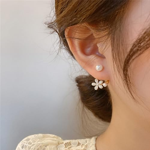 Aeenioy 4 Pairs Korean Earrings for Girls Stylish, Studs for Women Stylish, Flower & Clover Stud Earrings, Fashion Jewelry for Usually Occasions (Golden) - Image 5
