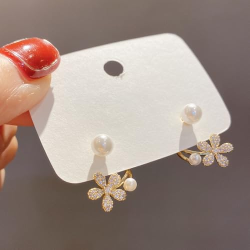 Aeenioy 4 Pairs Korean Earrings for Girls Stylish, Studs for Women Stylish, Flower & Clover Stud Earrings, Fashion Jewelry for Usually Occasions (Golden) - Image 4