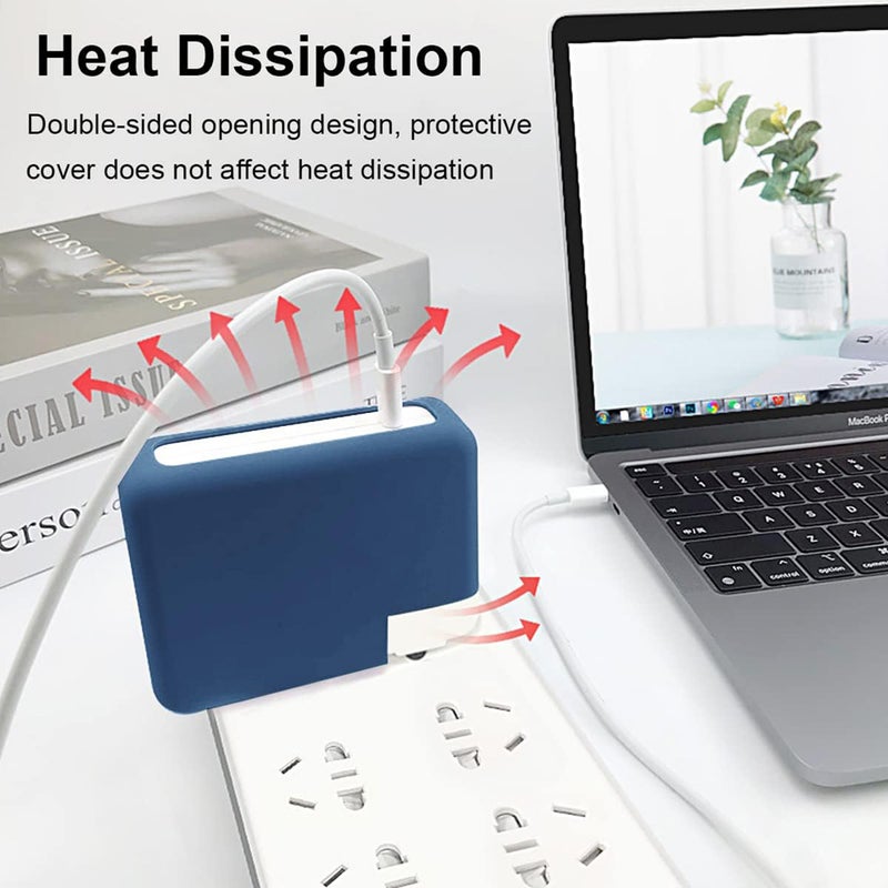 SJet Soft Silicone Charger Case Cover for 2022~2025+ MacBook Air 13.6 Inch (Model: M4 A3240/A2681), 2018+ Air 13.3 Inch (Model: A1932/A2337/A2179) and Pro 12 Inch A1534, for 29W/30W/35W Charger (Blue) - Image 5