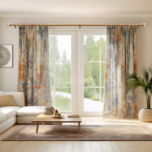 QDWIS Natural Wood Curtain Rods for Windows 28 to 48 inch Boho Decorative Handmade Wood Grain Drapery Rods with Leaf Finial 1" Adjustable Heavy Duty Curtain rod for Living Room Bedroom Kitchen - Image 3