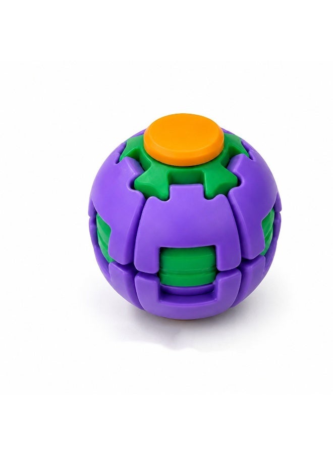 Purple press to Spin Fidget Ball, 3D Printed Rotating Stress Relief Spinner Toy, Pocket Size Sensory Desk Fidget Toy for Adults Teens, Anxiety Relief Focus Gadget, Purple portable Fidget Gift - Image 1