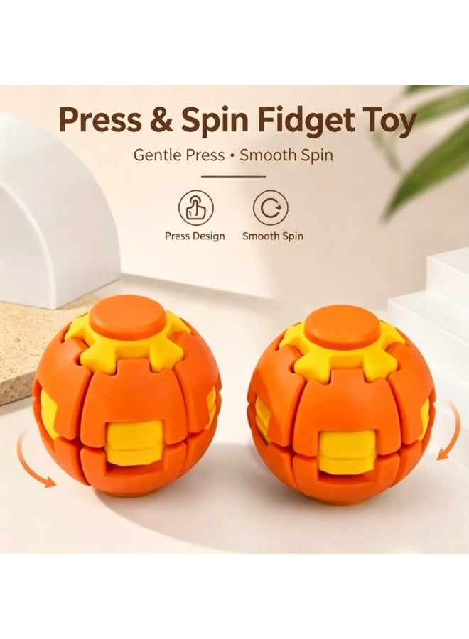 Purple press to Spin Fidget Ball, 3D Printed Rotating Stress Relief Spinner Toy, Pocket Size Sensory Desk Fidget Toy for Adults Teens, Anxiety Relief Focus Gadget, Purple portable Fidget Gift - Image 5