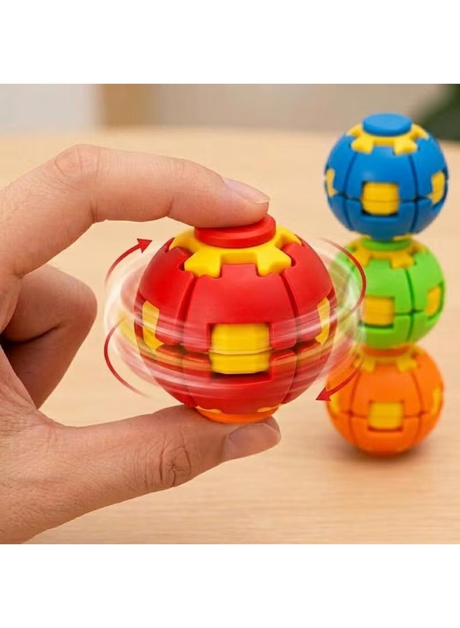 Purple press to Spin Fidget Ball, 3D Printed Rotating Stress Relief Spinner Toy, Pocket Size Sensory Desk Fidget Toy for Adults Teens, Anxiety Relief Focus Gadget, Purple portable Fidget Gift - Image 2