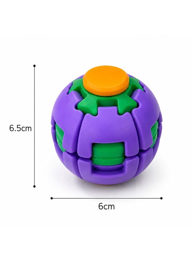 Purple press to Spin Fidget Ball, 3D Printed Rotating Stress Relief Spinner Toy, Pocket Size Sensory Desk Fidget Toy for Adults Teens, Anxiety Relief Focus Gadget, Purple portable Fidget Gift - Image 4