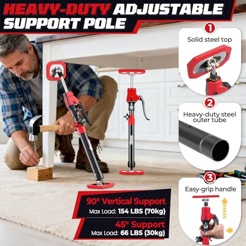XINQIAO Cabinet Jacks for Installing Cabinets, Heavy Duty Third Hand Tools Adjustable Support Pole from 18.5 in to 29.5 in, 1 PC - Image 5