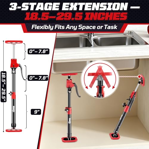 XINQIAO Cabinet Jacks for Installing Cabinets, Heavy Duty Third Hand Tools Adjustable Support Pole from 18.5 in to 29.5 in, 1 PC - Image 3