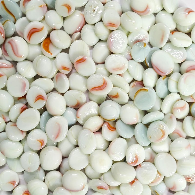 DS1 Glass Pebbles Stones for Aquariums Fish Tank Fireplace Firepit Glass Vase Filler Plants Pot Garden Lawn Table Decor for Indoor and Outdoor Home Dcor Opaque Orange Wave 500 Gm - Image 1