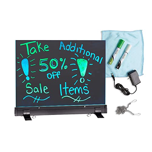 Alpine Industries LED Flashing Eraseable Message Board with Acrylic Writing Panel and Stand (12" x 16") - Image 1