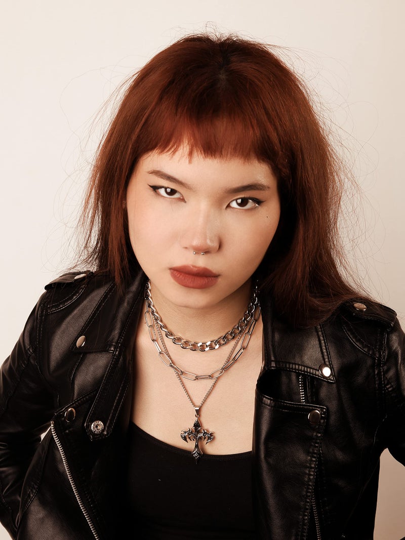 Sacina Gothic Layered Cross Pendant Necklace, Goth Emo Grunge Necklace, Goth Jewelry, Halloween Christmas Jewelry Gift For Women - Image 3