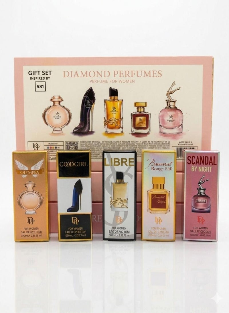 Diamond Perfumes Perfume Gift Set No.581 - 5pcs*25ml - For Women - Image 2