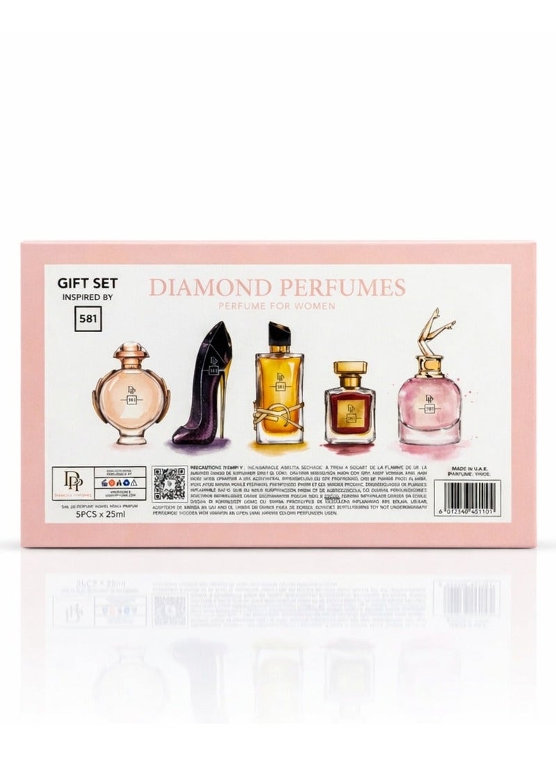 Diamond Perfumes Perfume Gift Set No.581 - 5pcs*25ml - For Women - Image 5