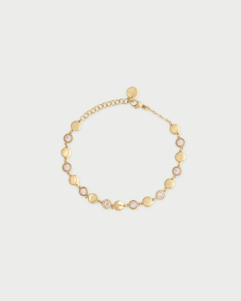 Rue Des Mill Bracelet with pav√© and plain circles - STARDUST TEN - Yellow gold