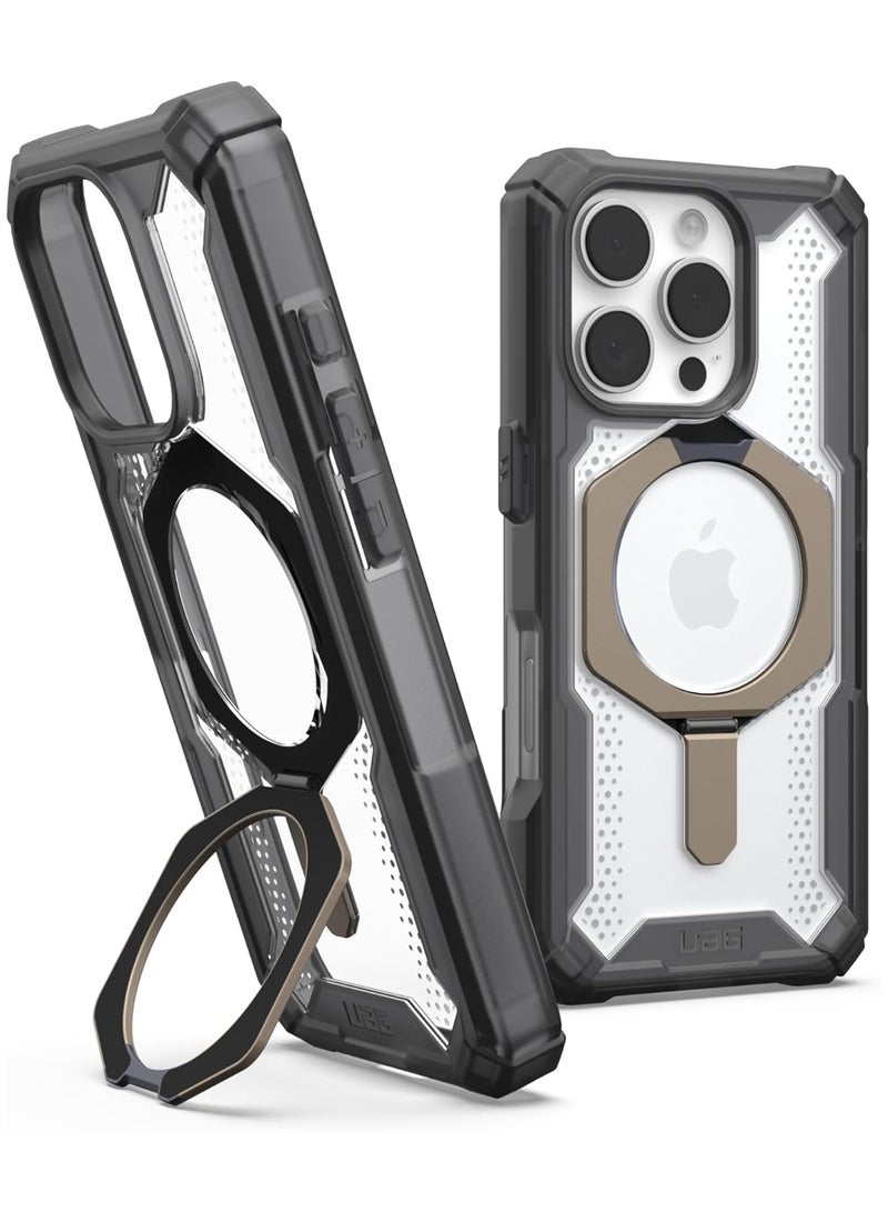 Urban Armor Gear UAG Plasma XTE MagSafe for iPhone 16 PRO Case Cover [20 Feet Drop tested] with Kickstand - Ash | Titanium  - Image 1