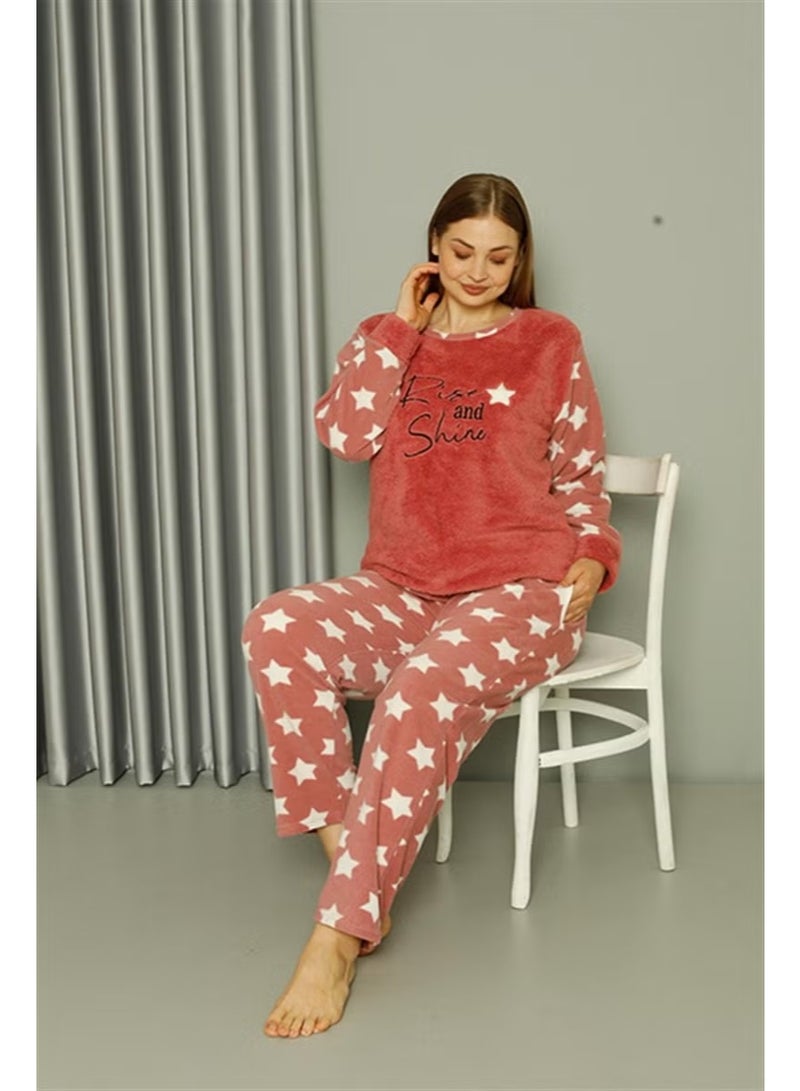 Akbeniz Welsoft Polar Women's Large Size Powder Pajama Set 808042 - Image 4
