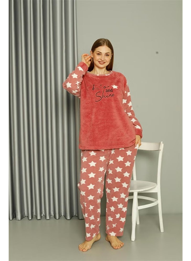 Akbeniz Welsoft Polar Women's Large Size Powder Pajama Set 808042 - Image 1