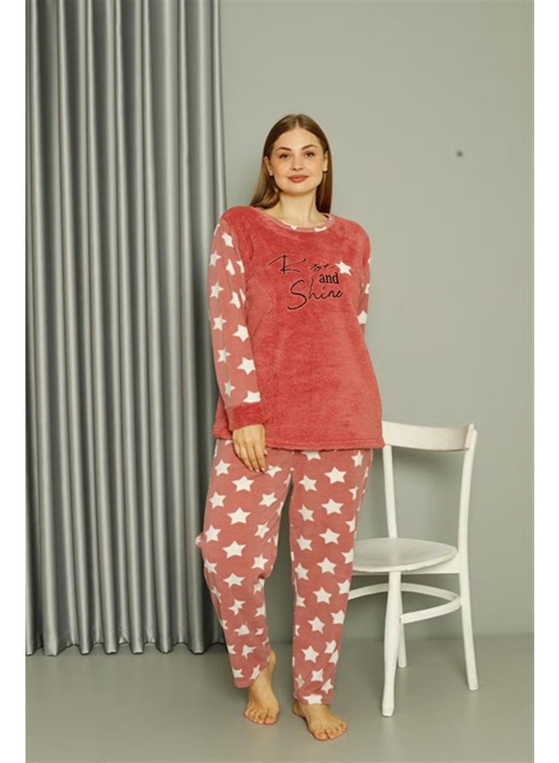 Akbeniz Welsoft Polar Women's Large Size Powder Pajama Set 808042 - Image 2