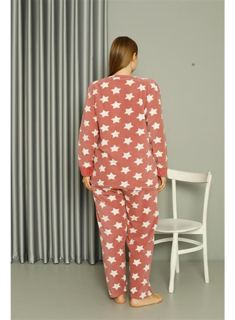 Akbeniz Welsoft Polar Women's Large Size Powder Pajama Set 808042 - Image 3