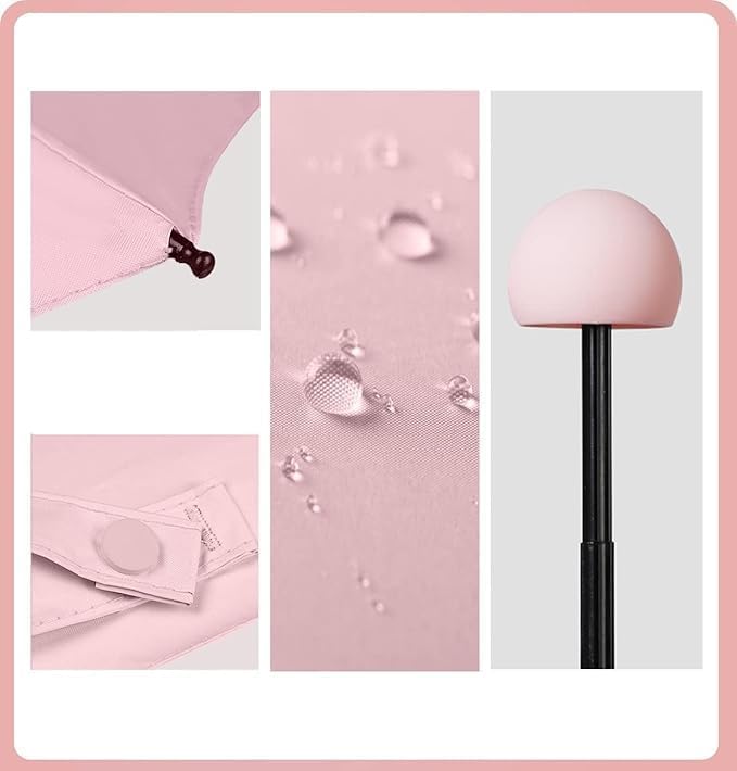 LACOSSI Mini Umbrella with Case for Men & Women (Manual Open) Compact Travelling Umbrella, Polyester & UV Protection Fabric for Summer/Anti-Slip Handle- Use in Rain Powerful Portable (Capsul - Pink) - Image 2