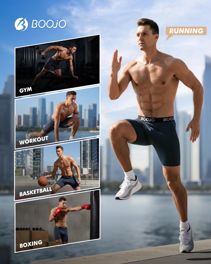 BOOJO 5 Pack Compression Shorts for Men - Athletic Running Black Spandex Quick Dry Underwear for Workout Gym Basketball - Image 2