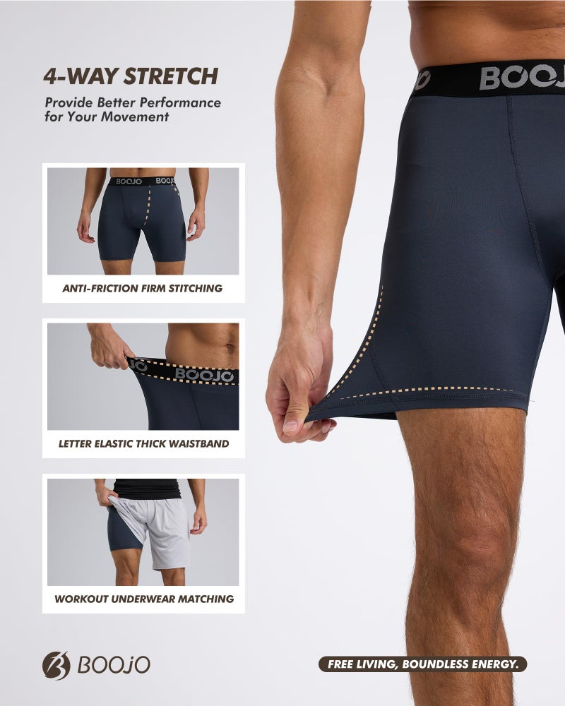 BOOJO 5 Pack Compression Shorts for Men - Athletic Running Black Spandex Quick Dry Underwear for Workout Gym Basketball - Image 4