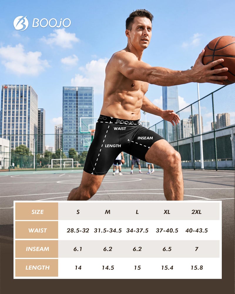BOOJO 5 Pack Compression Shorts for Men - Athletic Running Black Spandex Quick Dry Underwear for Workout Gym Basketball - Image 5