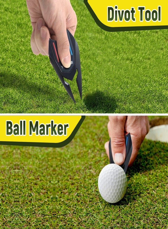 Colaxi Golf Fork Golf Ball Marker Alignment Tool Golf Equipment Multi-Functional Putt Parter Golf Cleaner for Pitch Mark Repair, Black - Image 3