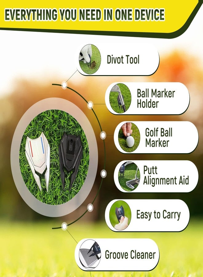 Colaxi Golf Fork Golf Ball Marker Alignment Tool Golf Equipment Multi-Functional Putt Parter Golf Cleaner for Pitch Mark Repair, Black - Image 4