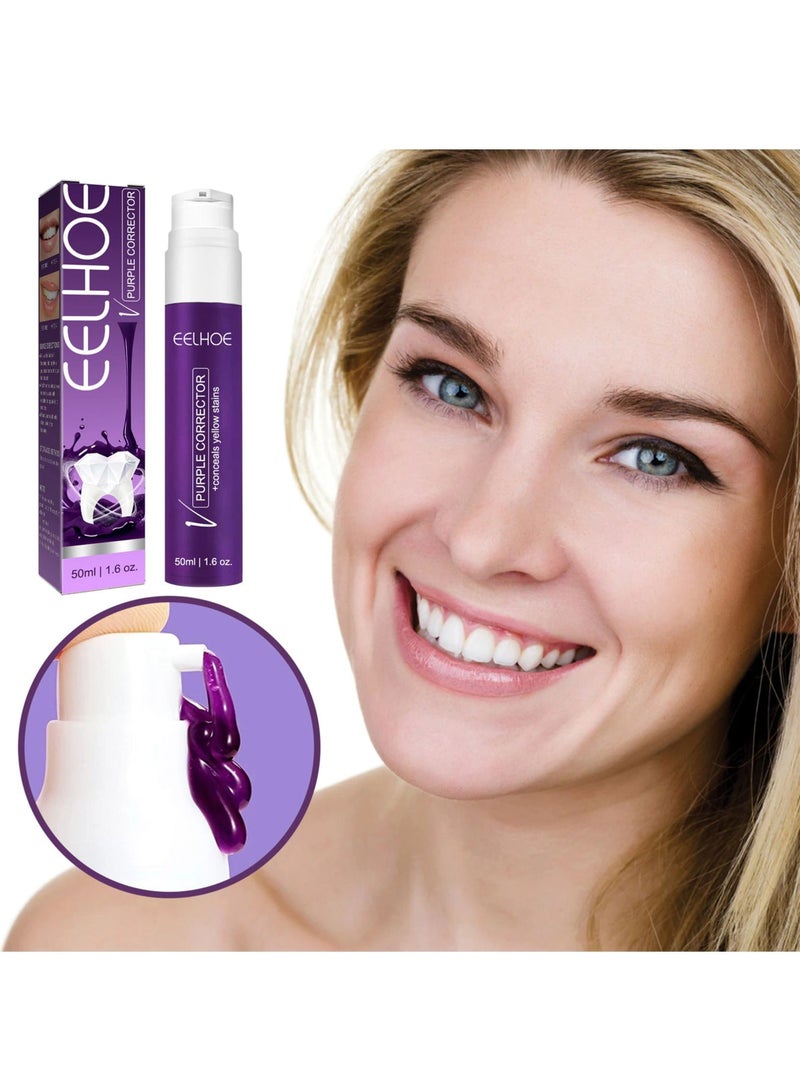 EELHOE Purple whitening toothpaste brightening color corrector teeth whitening for sensitive teeth 50ml true - Image 4
