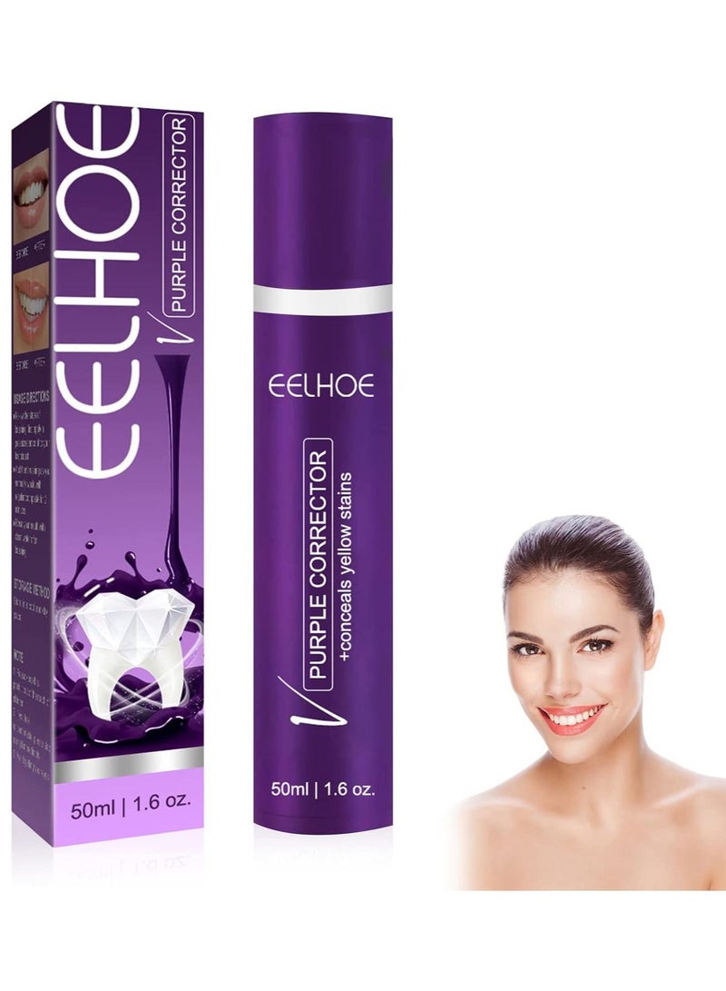 EELHOE Purple whitening toothpaste brightening color corrector teeth whitening for sensitive teeth 50ml true - Image 2