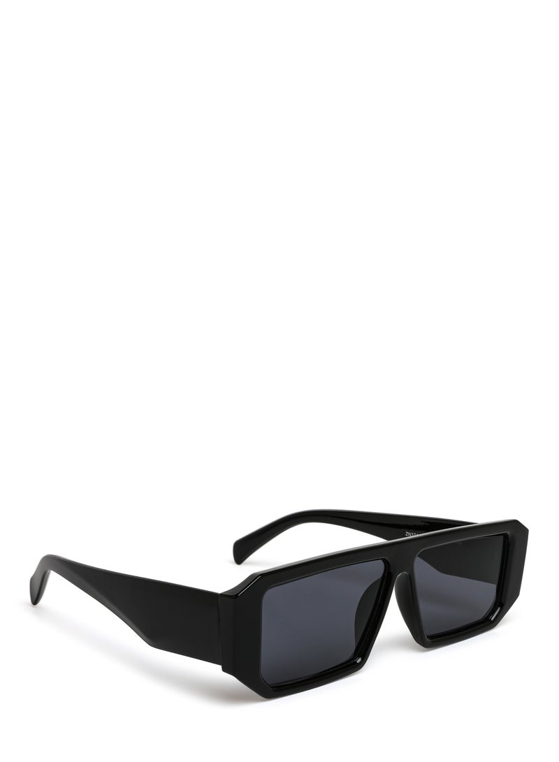 London Rag Flat Bridge Rectangular Sunglasses in Black - Image 2