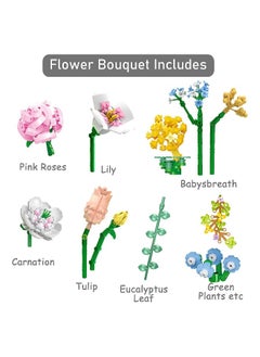 Generic Flower Bouquet Building Kit Bonsai Rose Basket, Flower Building Block Set for 6+ Kids, Gift for Children, Friends, Families  - Image 4