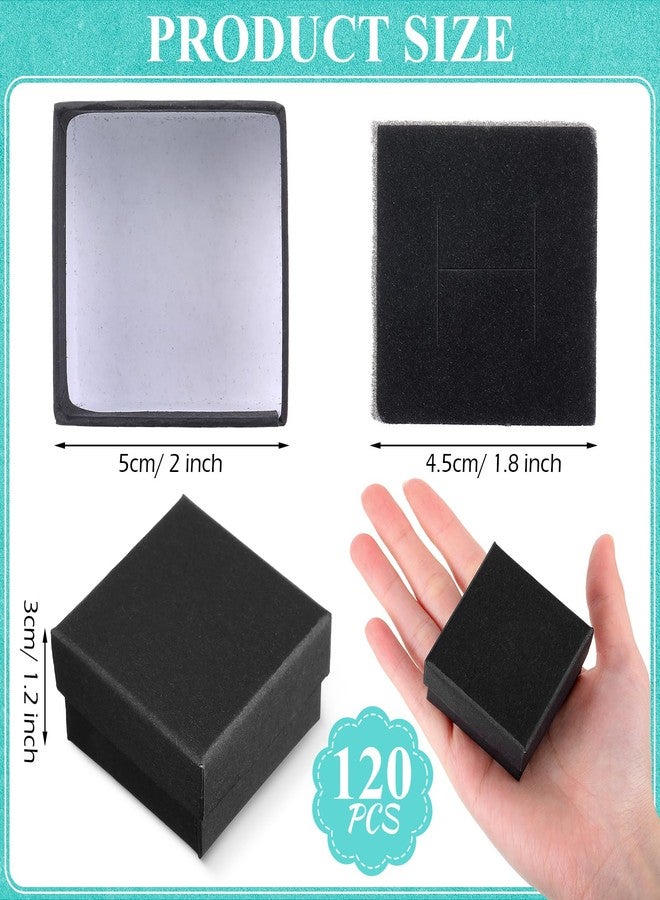 Nosiny 120 Piece Small Ring Boxes Bulk 2 x 2 x 1.2 Inch Kraft Cardboard Jewelry Gift Boxes with Lids for Earrings Square Packing Versatile Occasions Birthday(Black) - Image 2