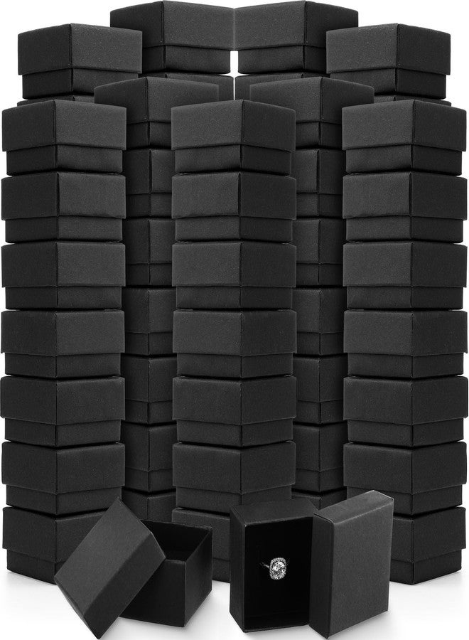 Nosiny 120 Piece Small Ring Boxes Bulk 2 x 2 x 1.2 Inch Kraft Cardboard Jewelry Gift Boxes with Lids for Earrings Square Packing Versatile Occasions Birthday(Black) - Image 1