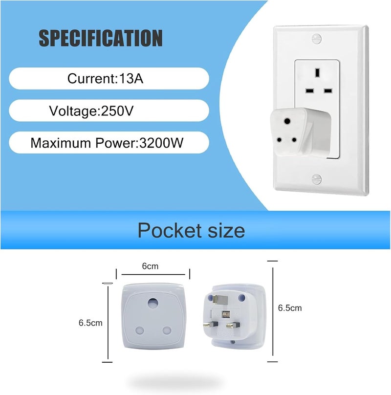 4 Pack World to SA Travel Plug Adaptor With UK Safety Standards Accepts US, Europe, Australia,US to UK SA UAE HK SG Travel Plug Adapter 10A 1800W - Image 3