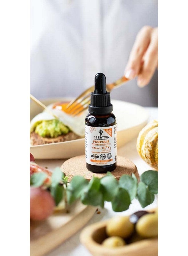 BEE & YOU BEE and You 100% Natural Propolis Extract | Vitamin D3 K2 High Potency, Immune Support Supplement, Antioxidants, Natural Detox, Keto, Paleo, Gluten-Free | 1 Fl Oz - Image 2
