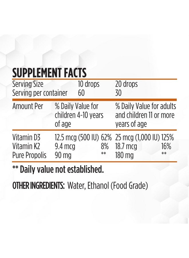 BEE & YOU BEE and You 100% Natural Propolis Extract | Vitamin D3 K2 High Potency, Immune Support Supplement, Antioxidants, Natural Detox, Keto, Paleo, Gluten-Free | 1 Fl Oz - Image 4