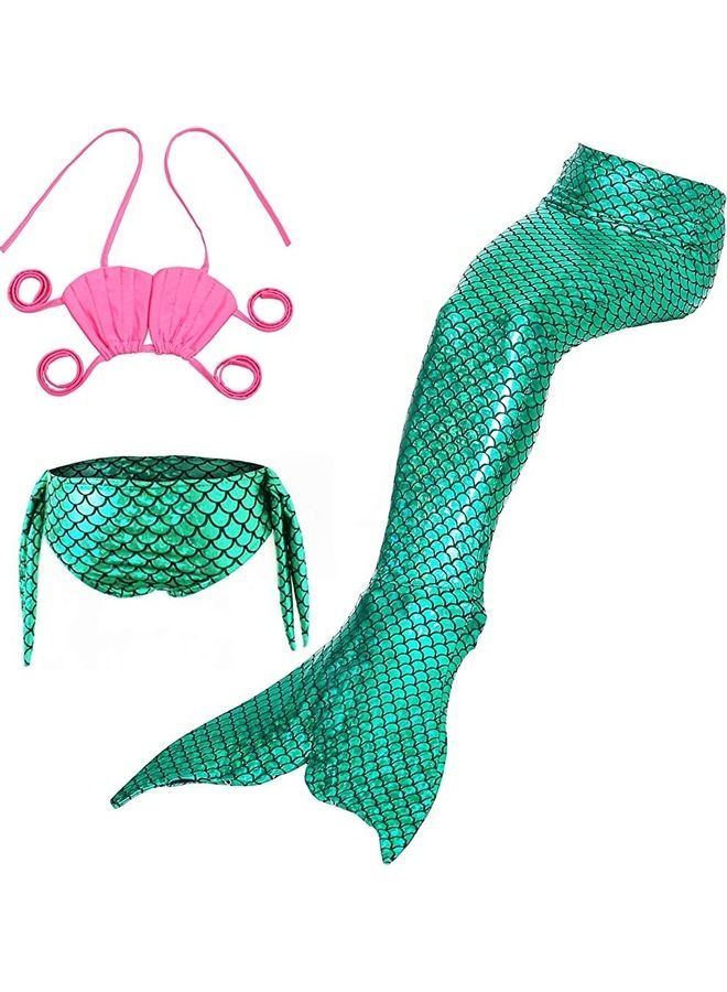 NIBEMINENT 3-Piece Mermaid Tail Swimming Costume Set 130cm - Image 1