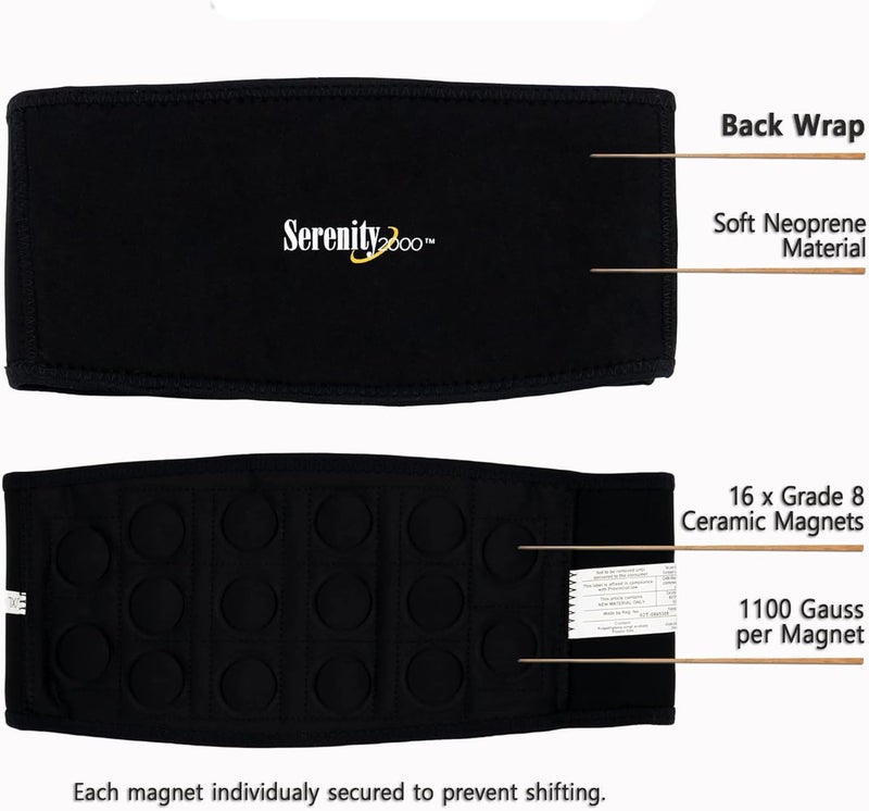 SERENITY2000 Magnetic Therapy Back Wrap for Lower Back - Adjustable Lumbar Support Brace for Sciatica & Pain Relief - 16 x 1100 Gauss Magnets - Image 3