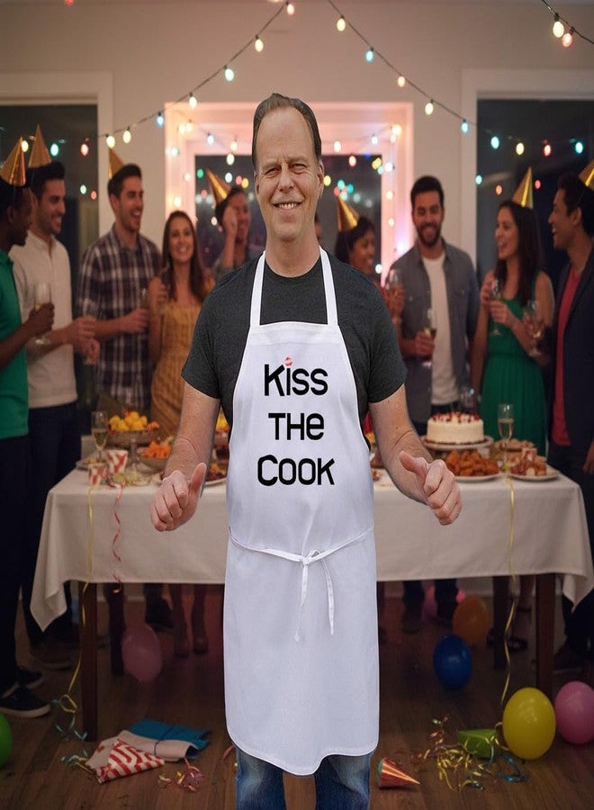 CoolAprons Kiss The Cook Cute Apron For Your Kitchen, White Chef Apron, Novelty Aprons For Adults - Image 3