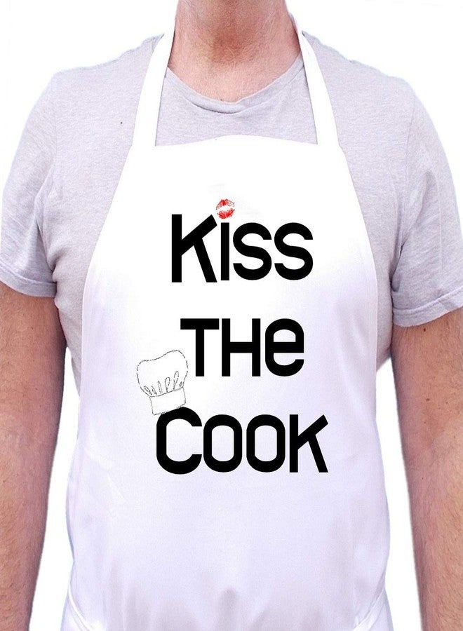 CoolAprons Kiss The Cook Cute Apron For Your Kitchen, White Chef Apron, Novelty Aprons For Adults - Image 1