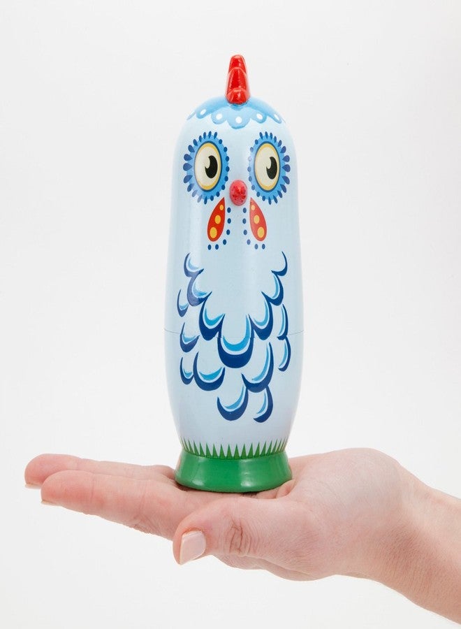 Bits and Pieces Chicken Nesting Dolls - Russian Doll Set of 5 Hand Painted Wood Matryoshka Dolls, Traditional - Image 2