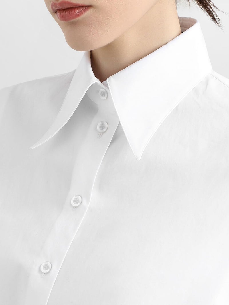 SUNNOW Women's Long Sleeve Button Down Shirt, Front Tie Blouse with Back Folds, Casual & Office Wear Tops (US, Alpha, Large, Regular, Regular, White) - Image 4