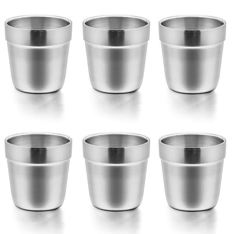 Efar Cups for Toddlers Kids 6 Ounce Stainless Steel Insulated Tumblers for Children Preschoolers Training Transition Double Wall Shatterproof Mirror Polished Dishwasher Safe 6 Pack