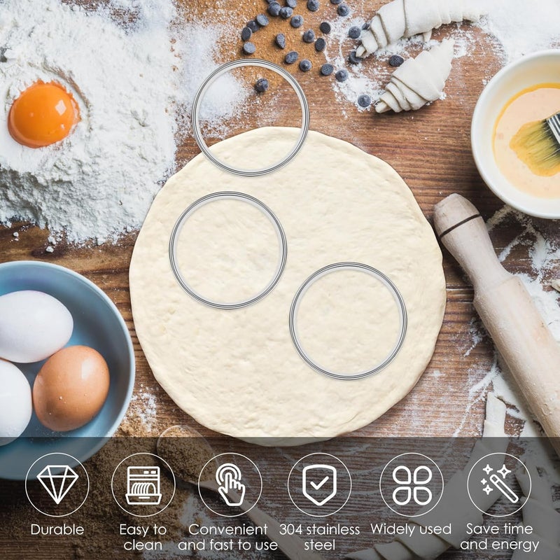 windforgecraft 12 Pcs English Muffin Rings Stainless Steel Crumpet Rings Nonstick Metal Muffin Round Ring Molds Double Rolled Tart Rings for Cooking Baking Kitchen Eggs Pancakes Pastry (8cm 12pcs) - Image 2